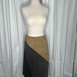 New Frontier Asymmetrical Skirt in Brown and Black